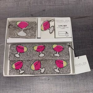 🌷VIRAL Rachel Zoe Pink Cocktail Beaded Clutch Set
